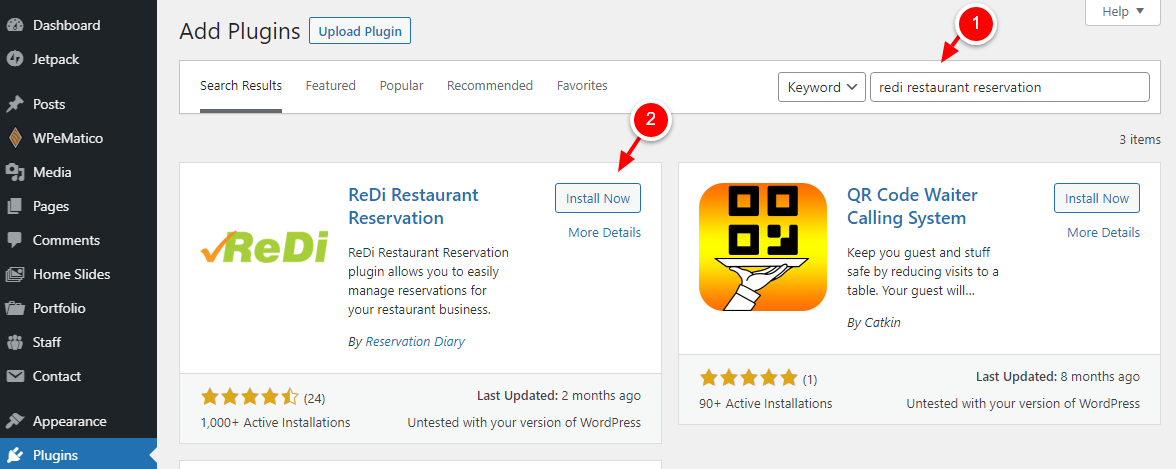 installing redi restaurant reservation