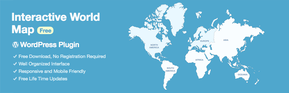 Mapa del mundo interactivo Complemento gratuito de WordPress