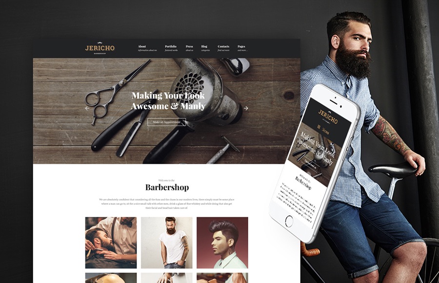 Jericho Barber Shop Tema moderno de WordPress