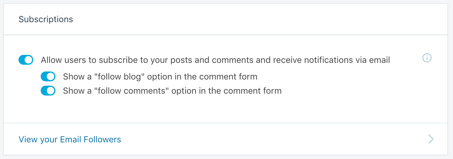 Subscribe to blog and comments module from Jetpack