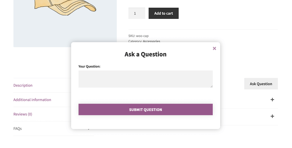 WooCommerce FAQs Manager - Ask a Question