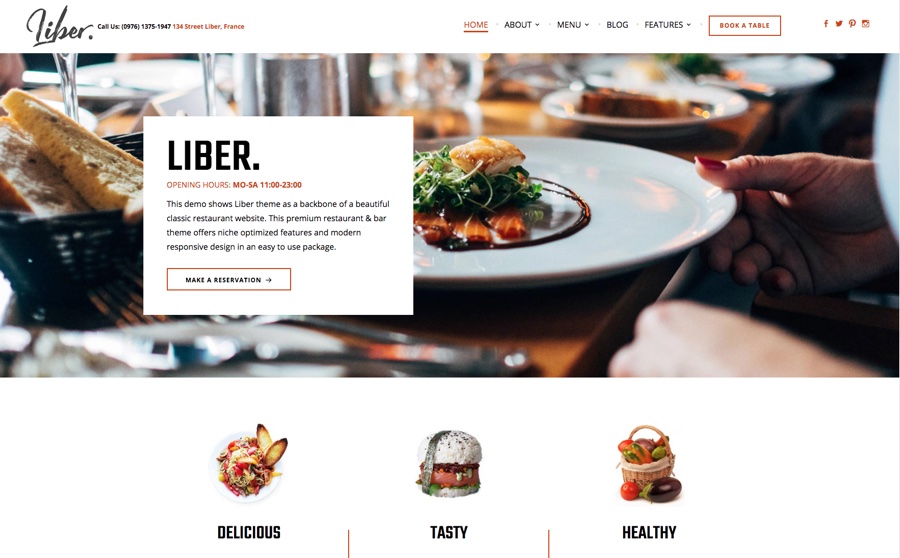 Liber Ultimate Restaurant & Bar WordPress Theme