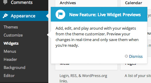Aperçus du widget en direct WordPress