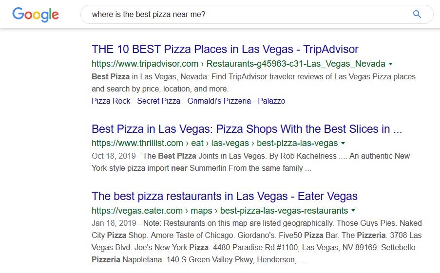 Local SEO Search Example