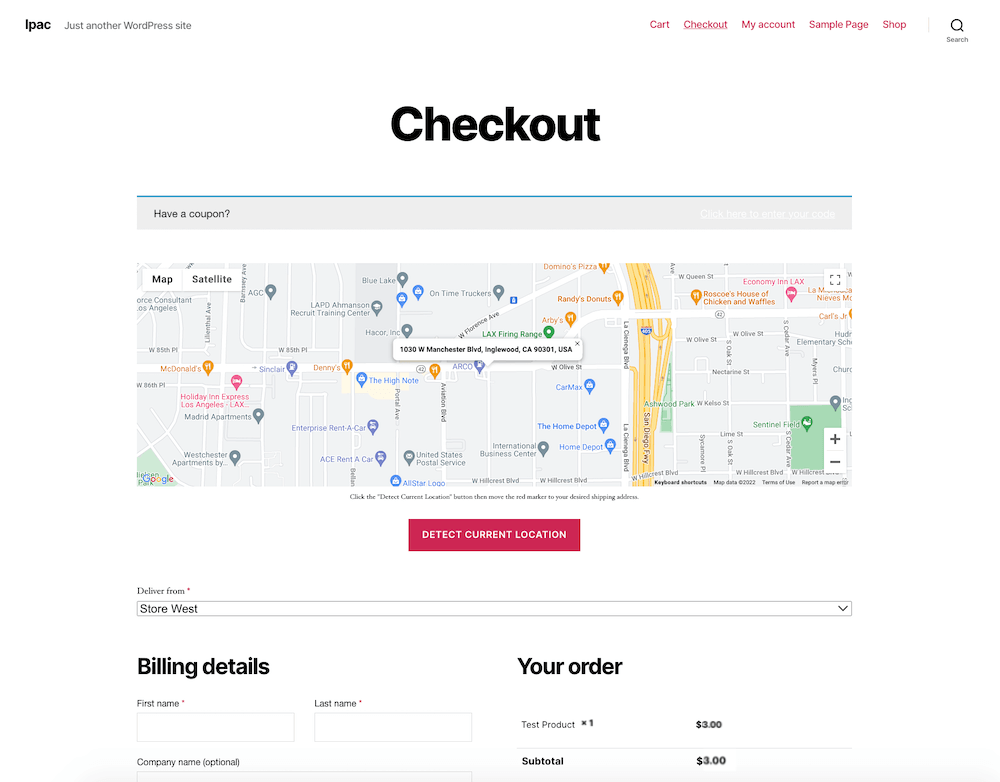 LPAC map customer checkout