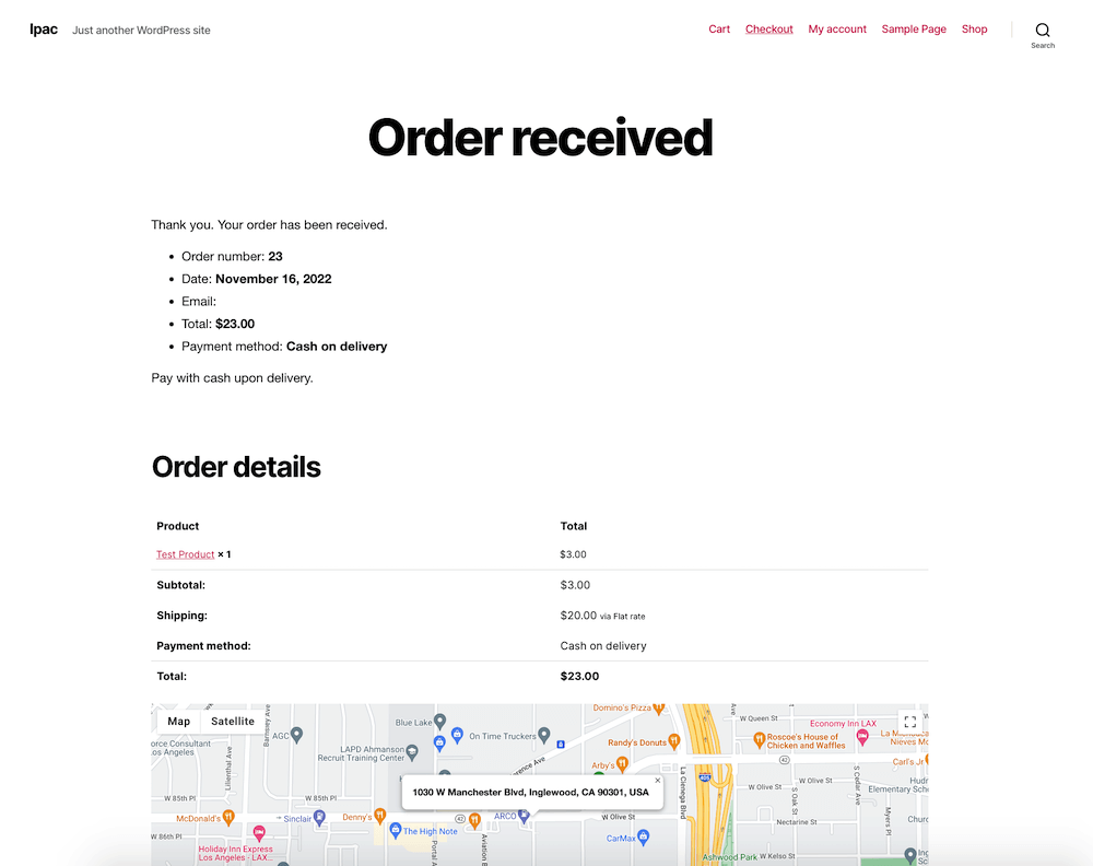 LPAC map customer order received