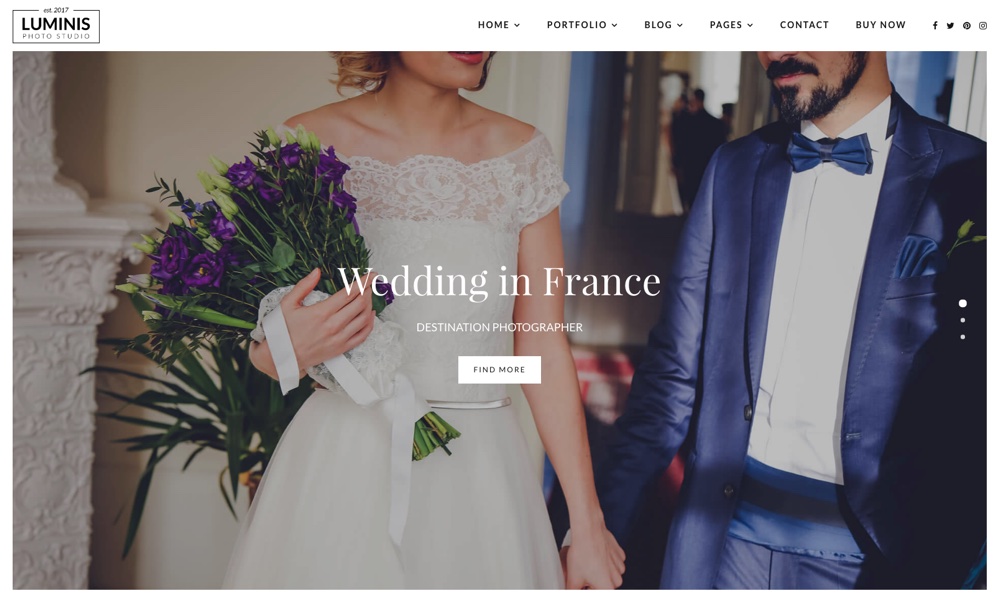 Luminis Wedding Photography WordPress Theme