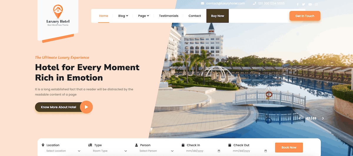 Luxury Hotels Free WP Theme