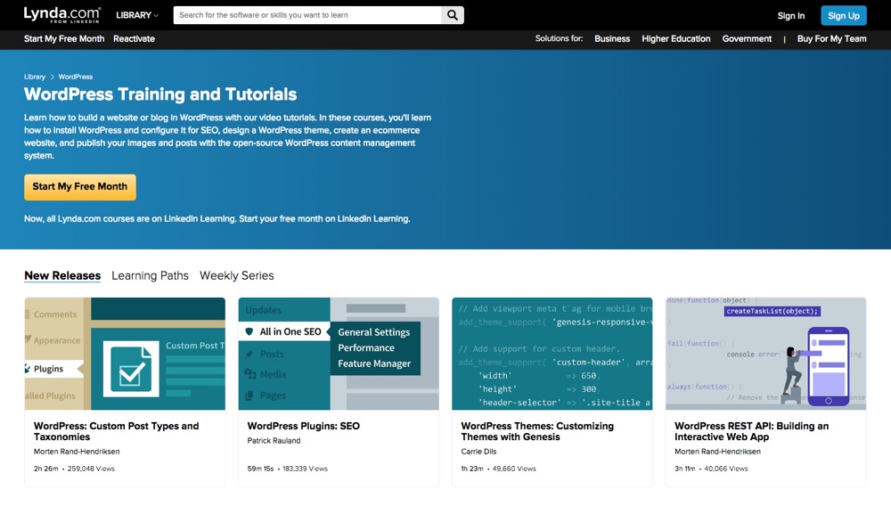 Various WordPress Courses at Lynda.com