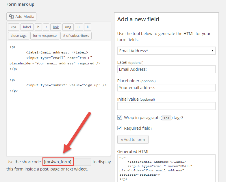 MailChimp for WordPress - Forms (builder) option page