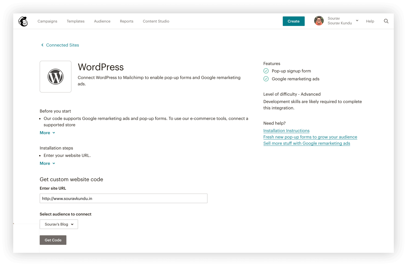 Mailchimp to WordPress Configuration Options