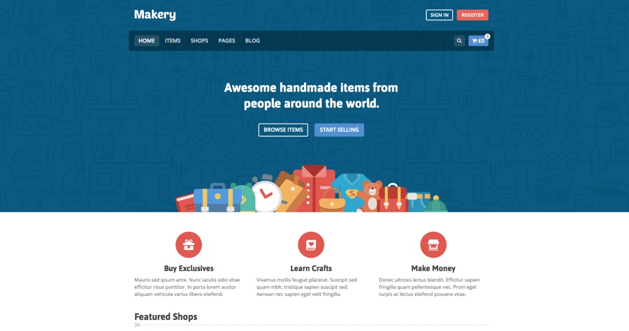 Tema de WordPress de comercio electrónico de Makery Marketplace