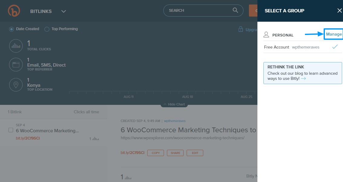 manage user preferences in bitly
