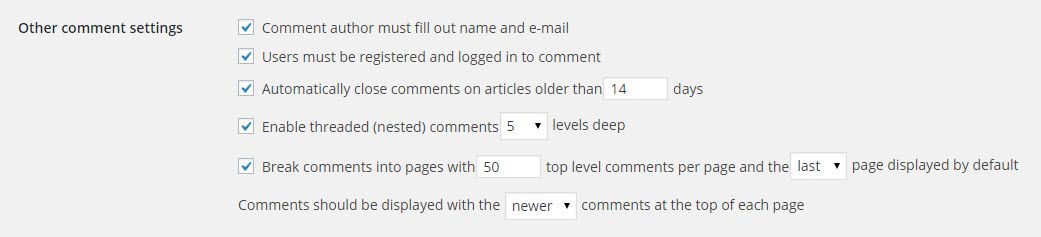 other comment settings