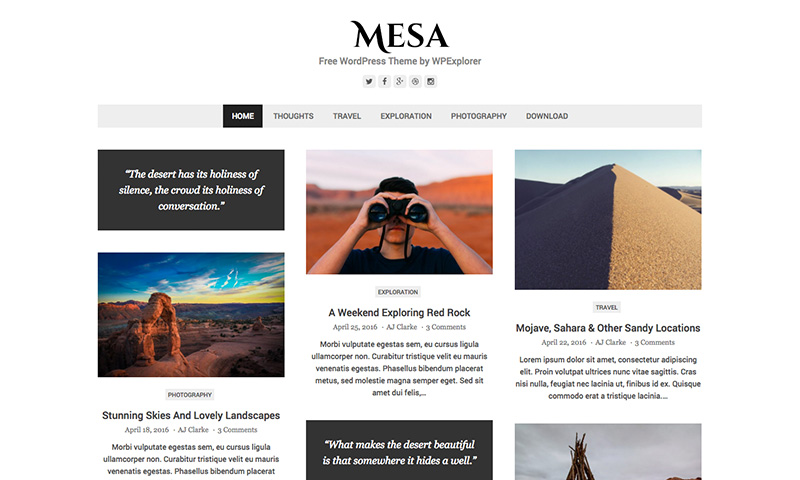 Mesa Free WordPress Theme