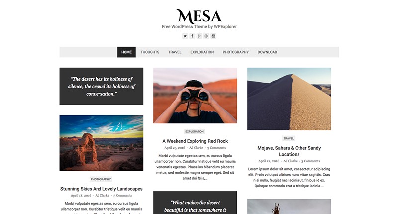 Mesa Free Masonry WordPress Theme