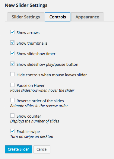 New Slider Controls