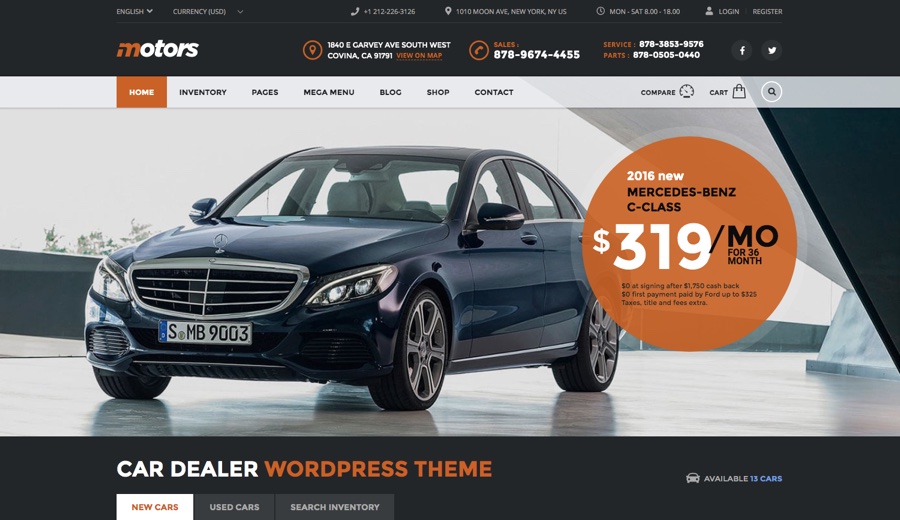 Motors Car Dealership WordPress Theme