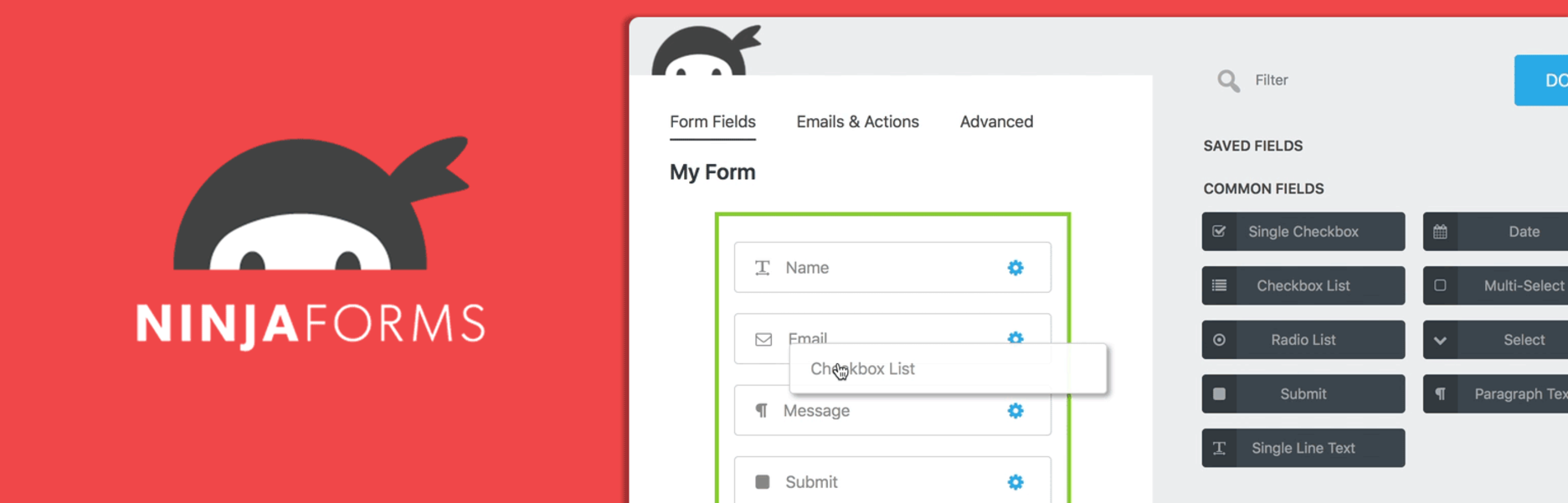 Screenshot of Ninja Forms plugin.