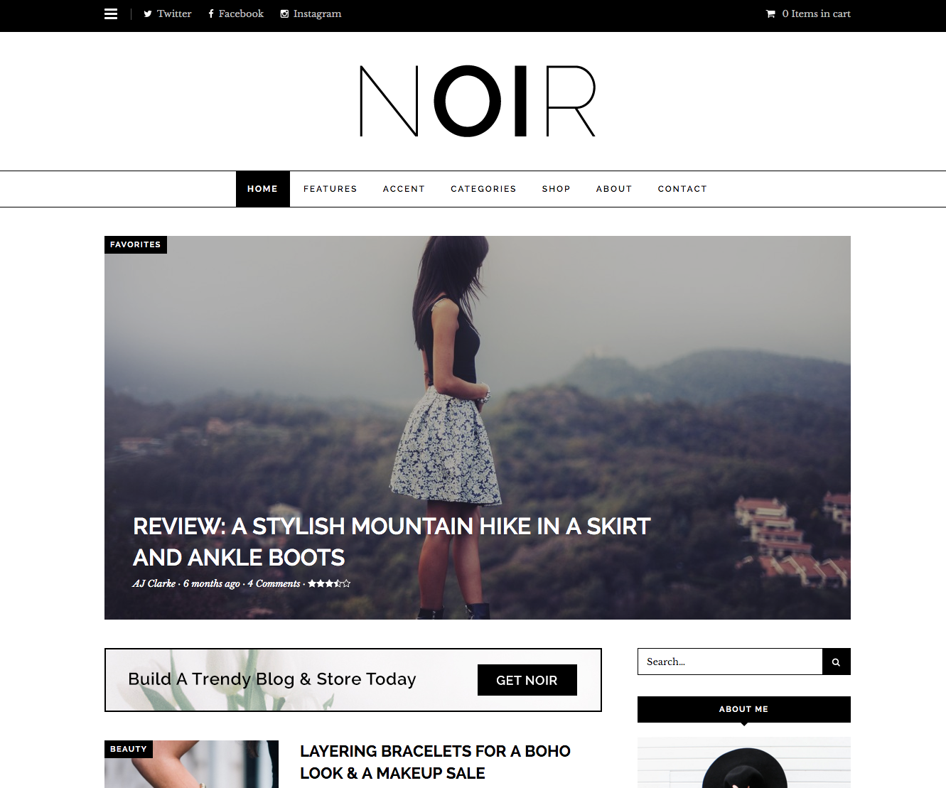 Noir Blog & Shop WordPress Theme 