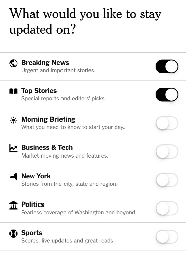 Push Notification Segment Settings