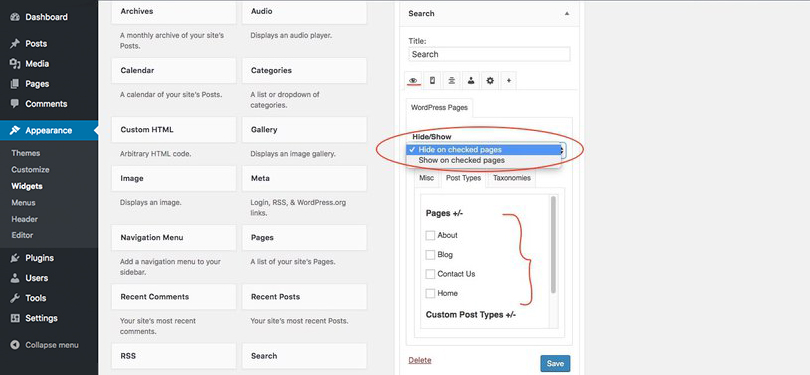 Optimize WordPress Sidebars- Hide or Show Widgets