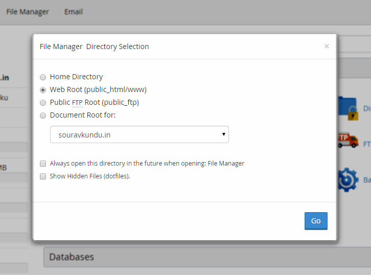 cPanel File Manager Default Directory