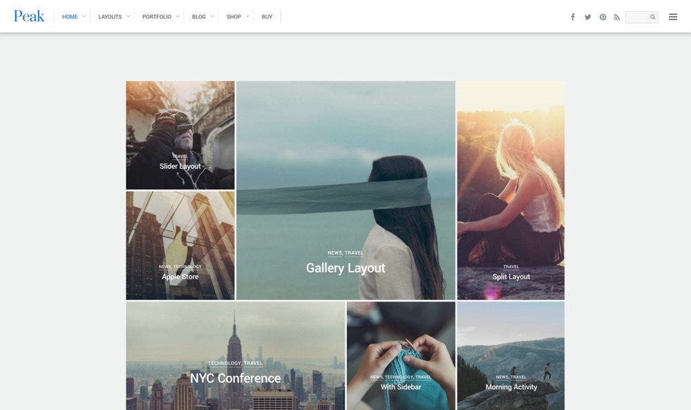 Peak Masonry Grid Blog WordPress Theme