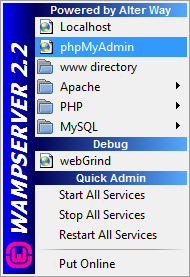 phpMyAdmin from WAMP