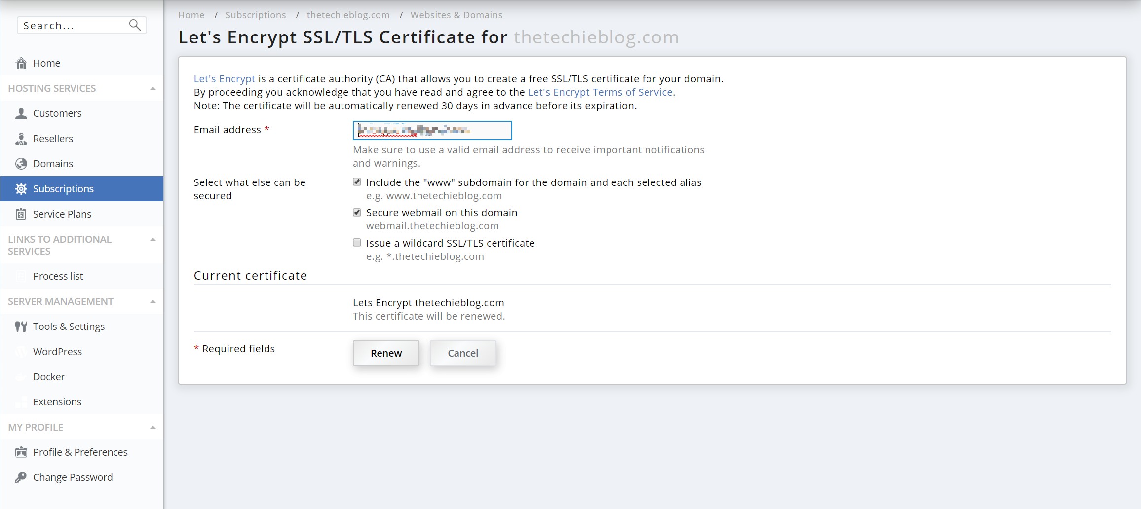 Plesk SSL Control