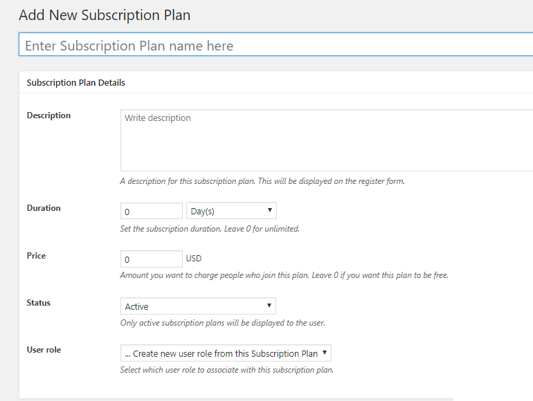 Paid Member Subscriptions Add New