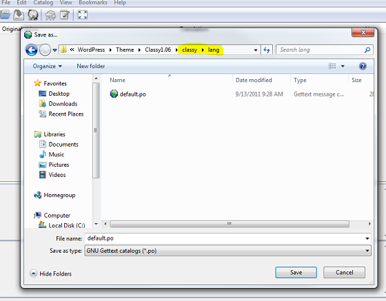 Saving Poedit For WordPress Translation