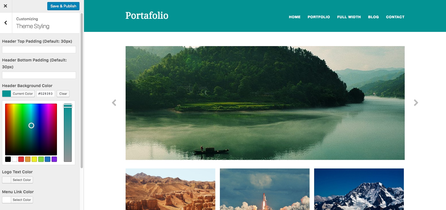 Portafolio Customizer Styling