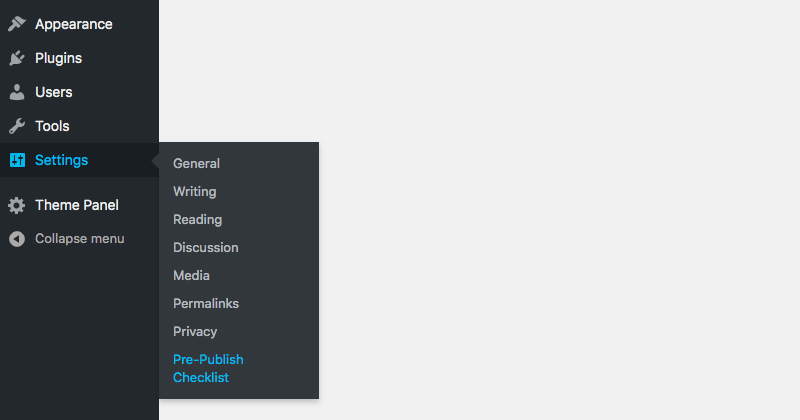 Pre-Publish Post Checklist Plugin Menu