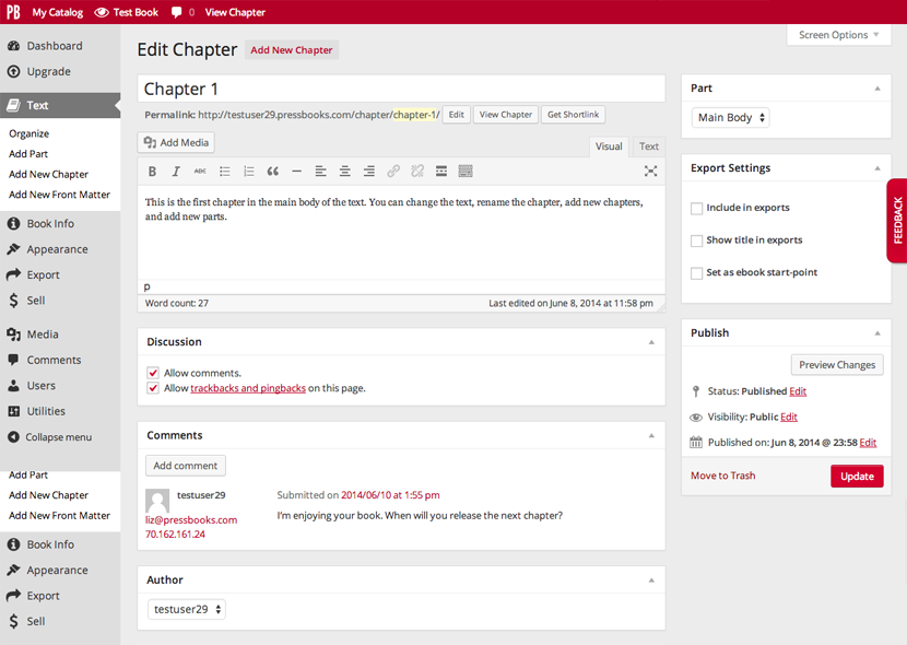 A chapter in PressBooks is very similar to WP standard post formats and includes "chapter meta-data" without taxonomies