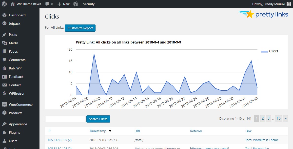 pretty links tracking feature