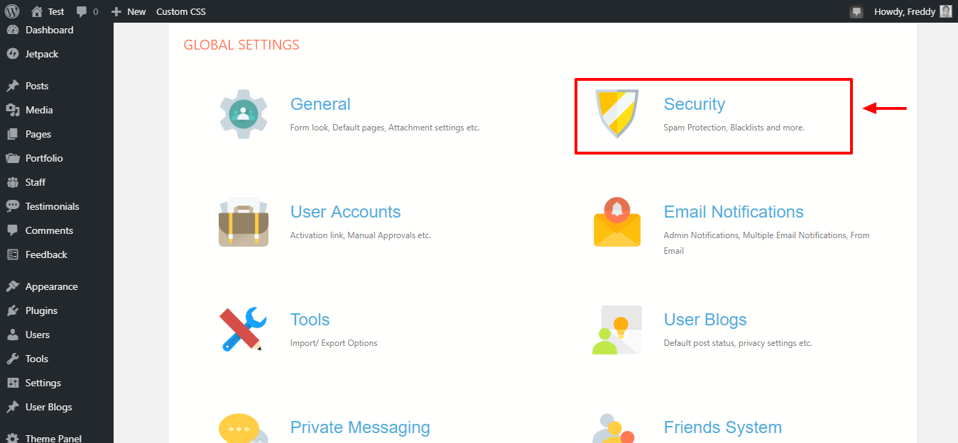 profilegrid security settings