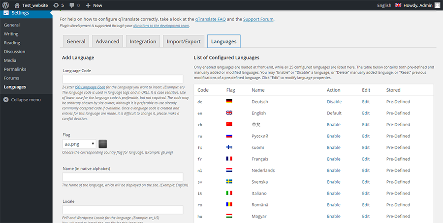 WordPress Multilingual Plugins: qTranslate