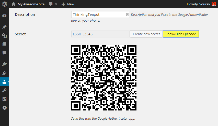 Google Authenticator for WordPress QR Code