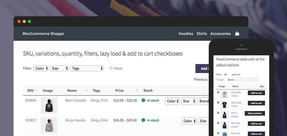 جدول محصولات WooCommerce: پاسخگو