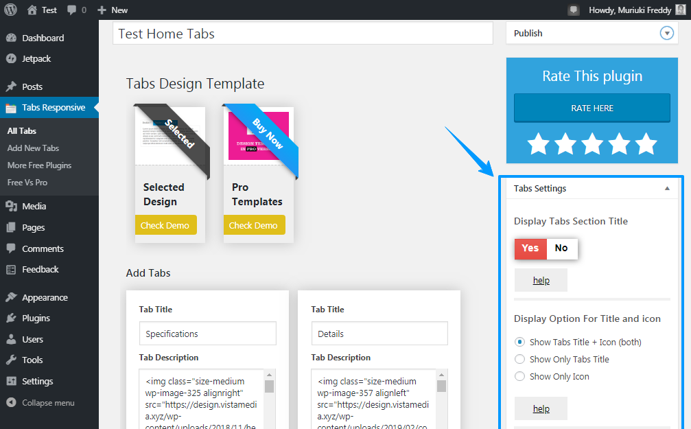 tabs wordpress plugin styling options