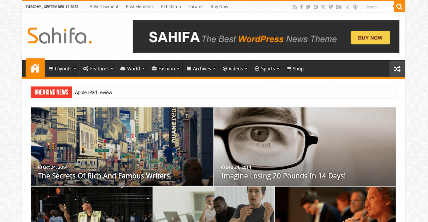 Sahifa News WordPress Theme Sample Demo