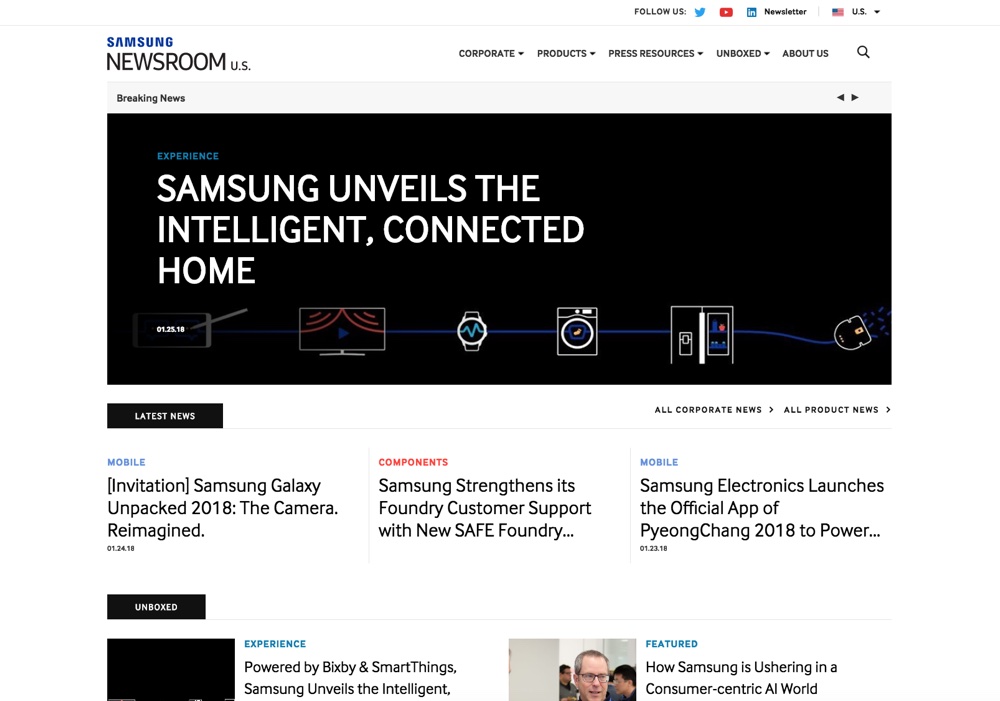 Big Name Brands That Use WordPress: Samsung Newsroom