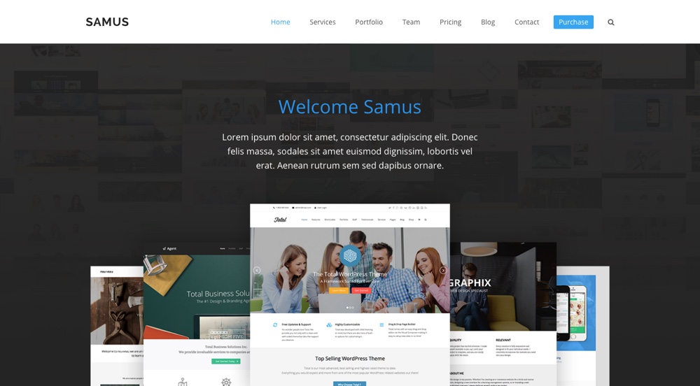 Total WordPress Theme: Demostración de la agencia Samus