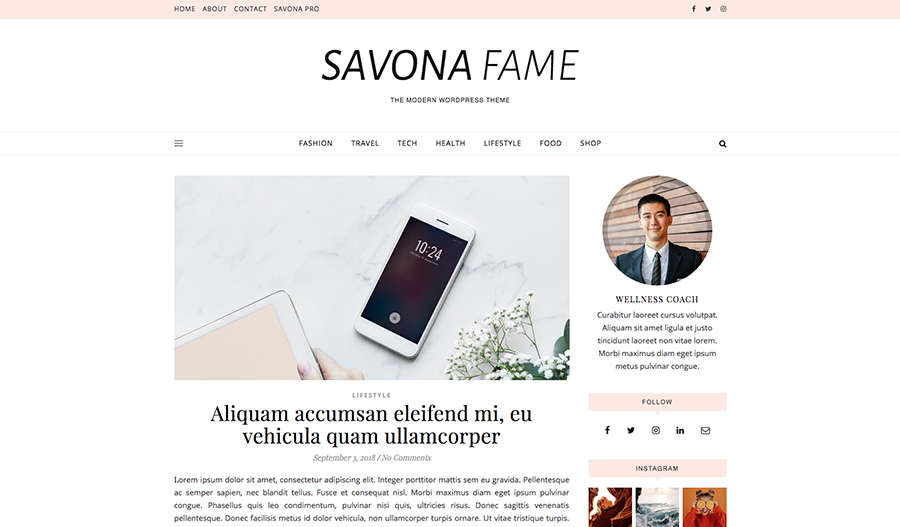 Savona Fame Free WordPress Theme