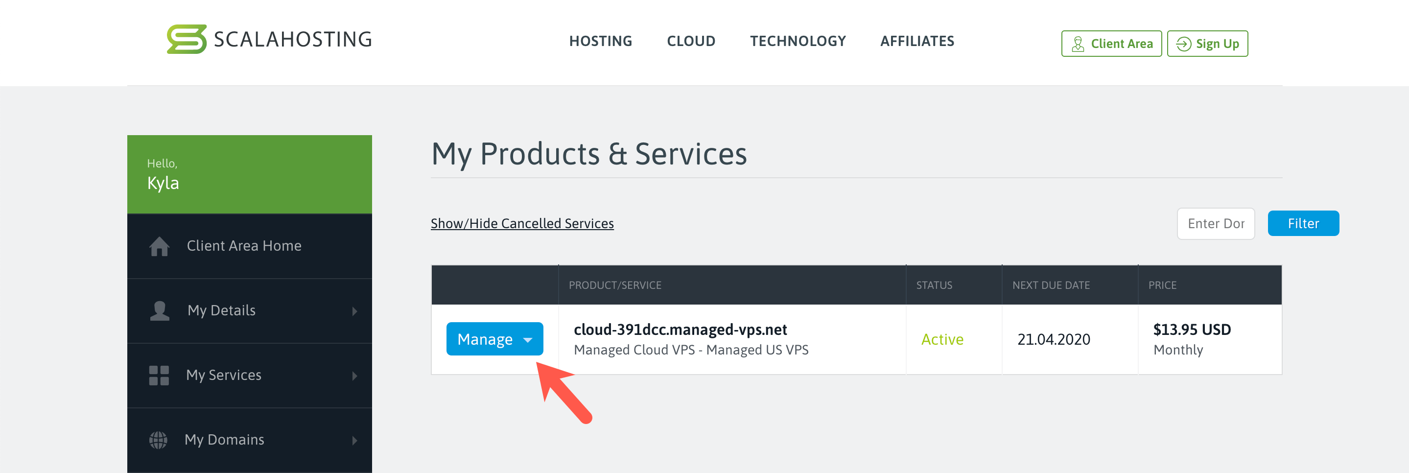 scala hosting set admin spanel password vps step 2