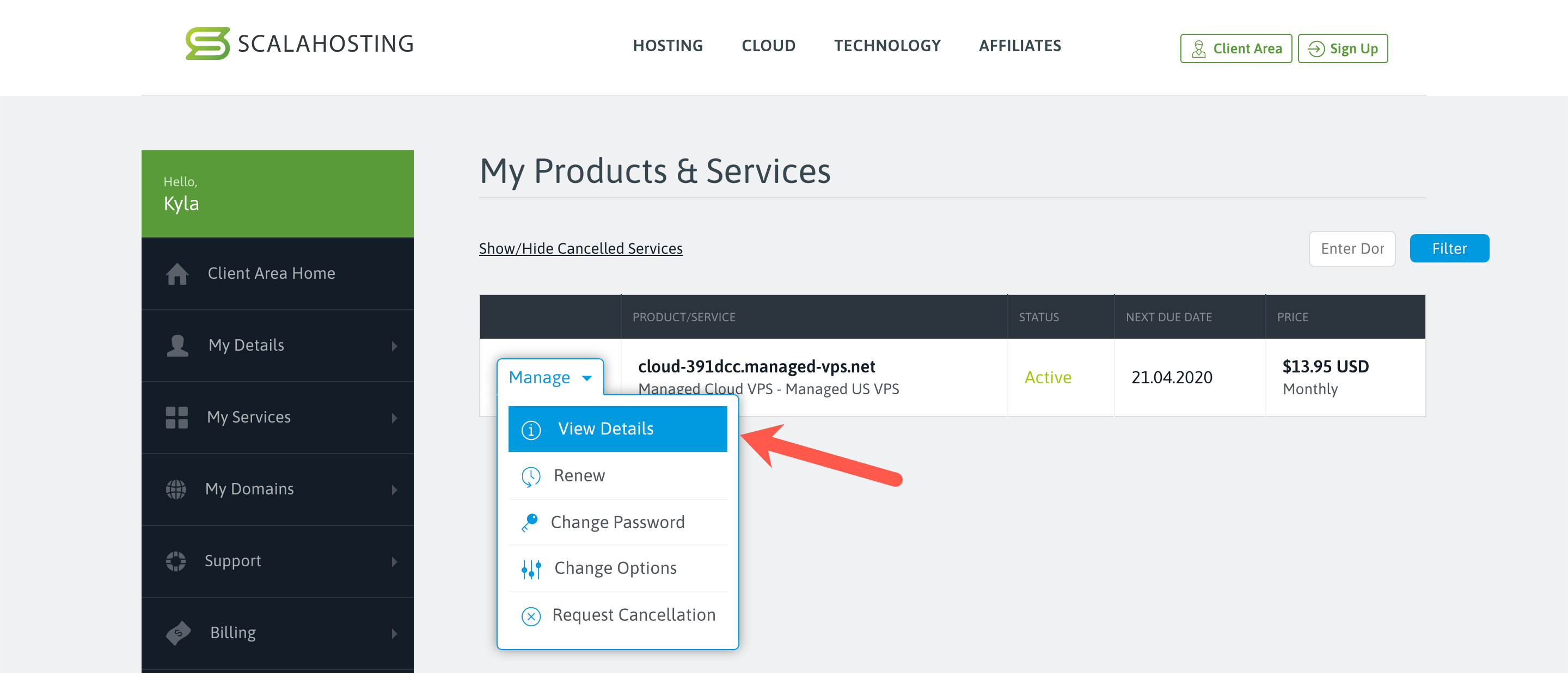 scala hosting set admin spanel password vps step 3