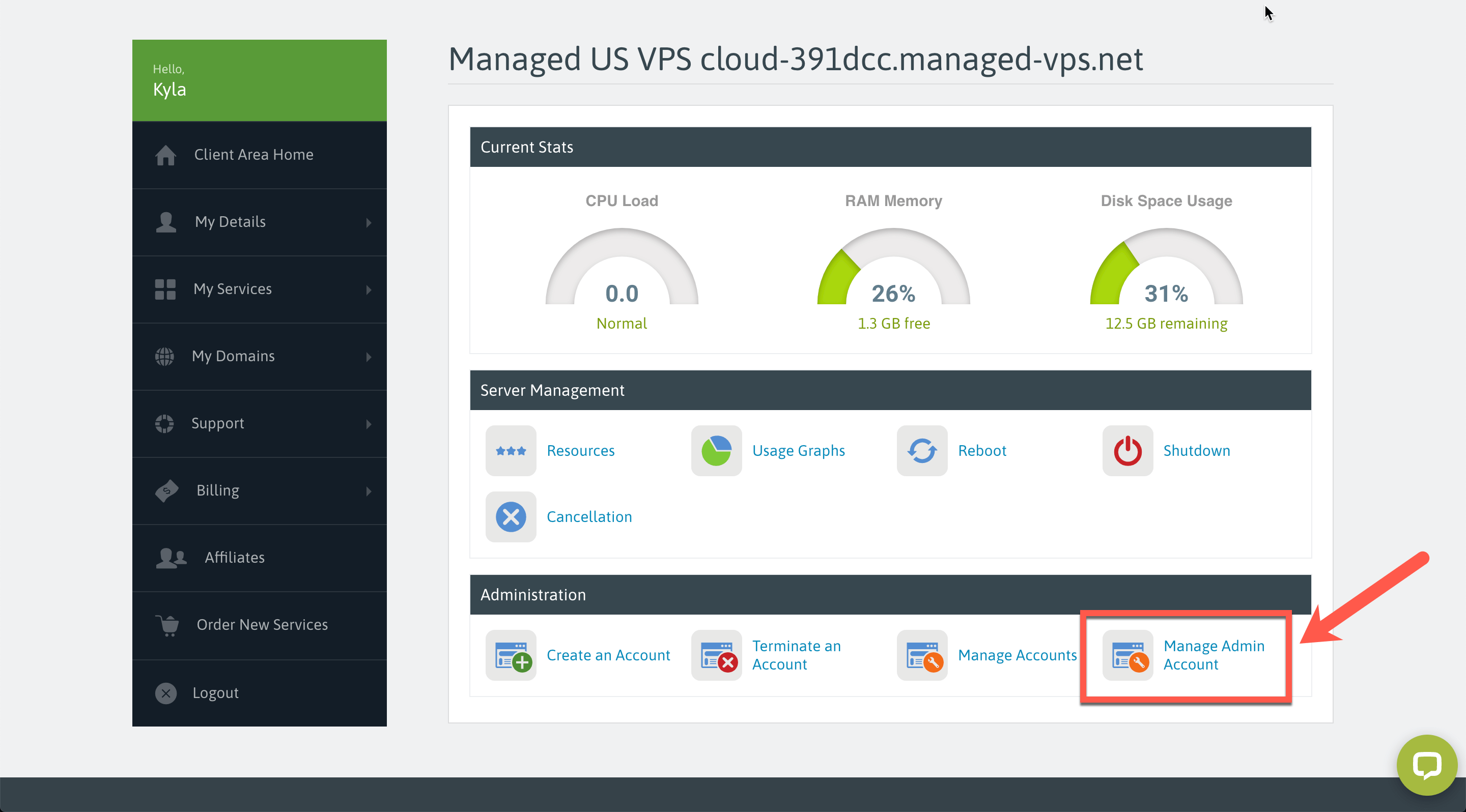 scala hosting set admin spanel password vps step 4