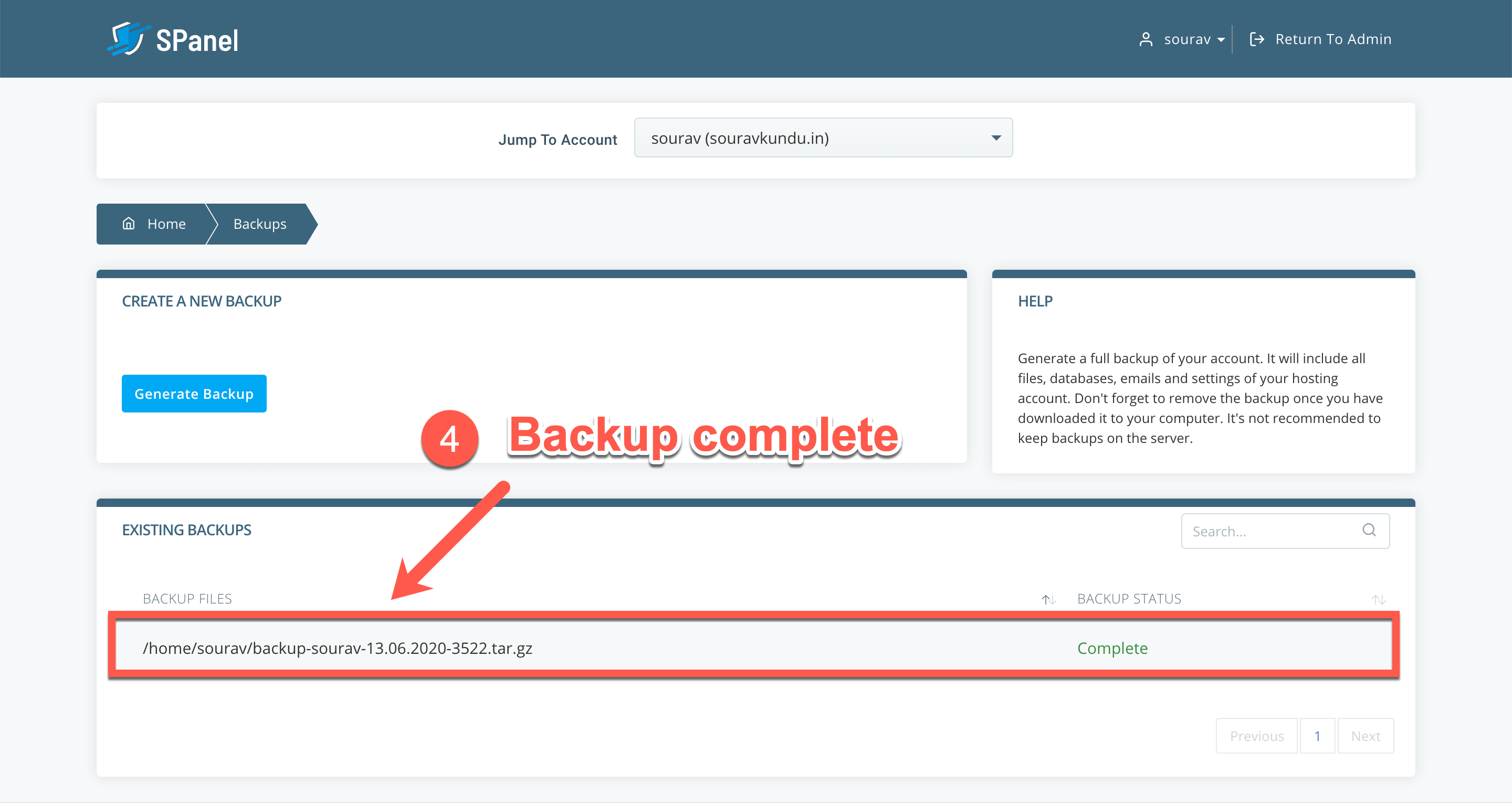 take a full wordpress backup in scala spanel part 4