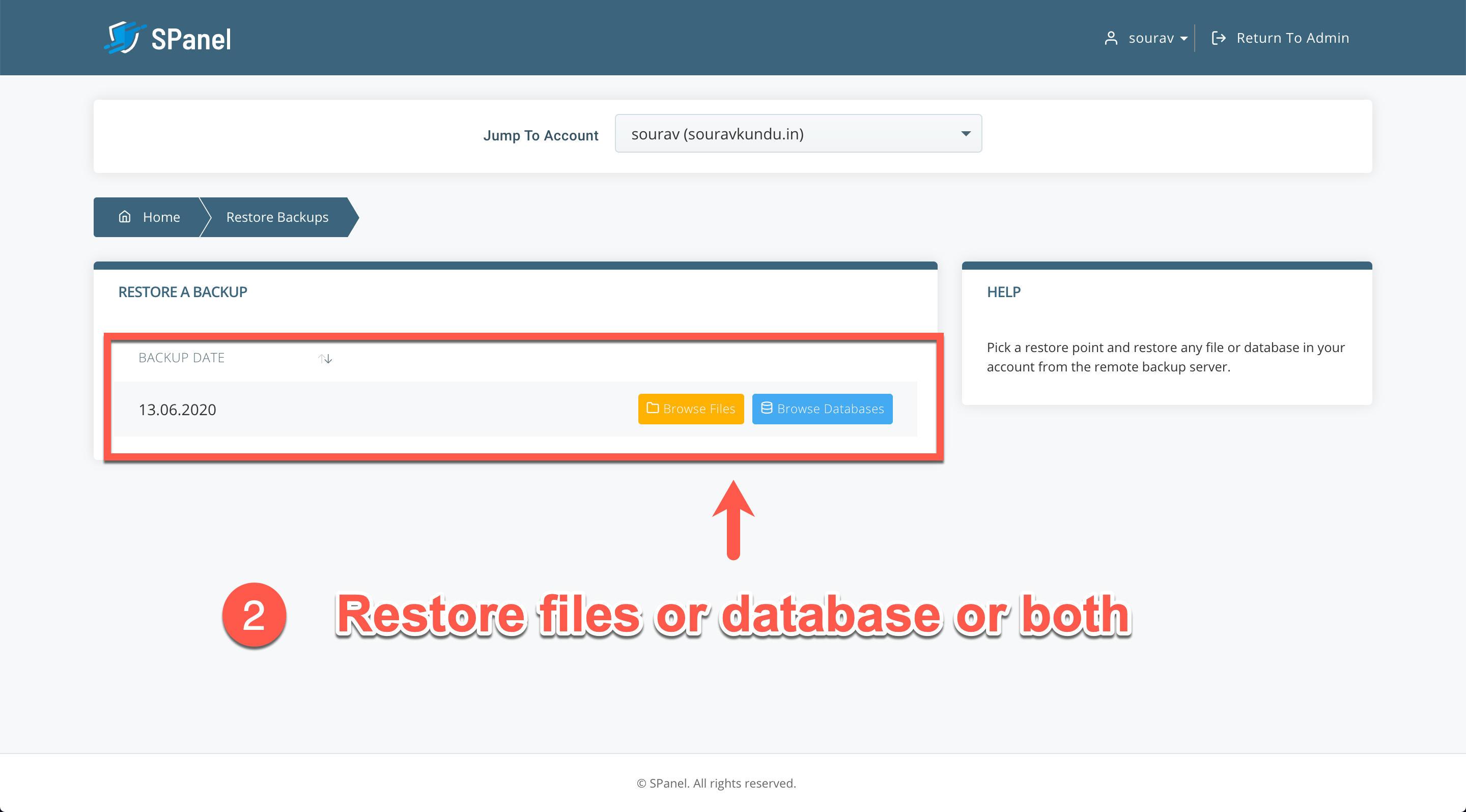 how to restore wordpress backup in scala spanel part 2